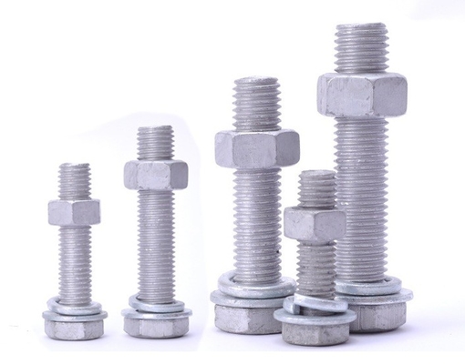 Hot Dip Galvanized Hex Head Bolts met plain washers, spring washers en Hex Nut gebruikt voor fotovoltaïsche, wind, elektriciteit
